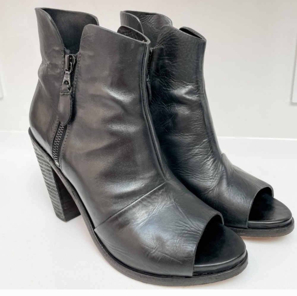 rag & bone Noelle Black Peep-Toe Heeled Boots
